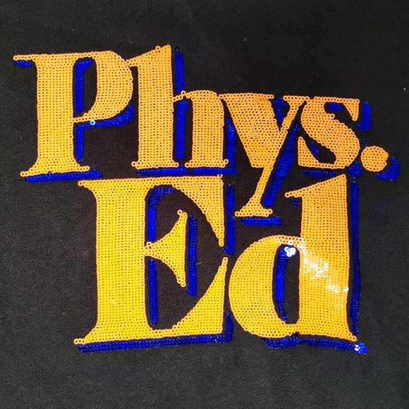 PE Nation Feature Sequinned Graphic Cropped Sweatshirt - Picture 3 of 8